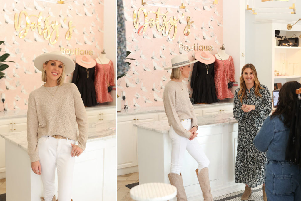 Owner Kristin Babbit for Dotsy's Boutique behind the brand interview inside interior of women's boutique