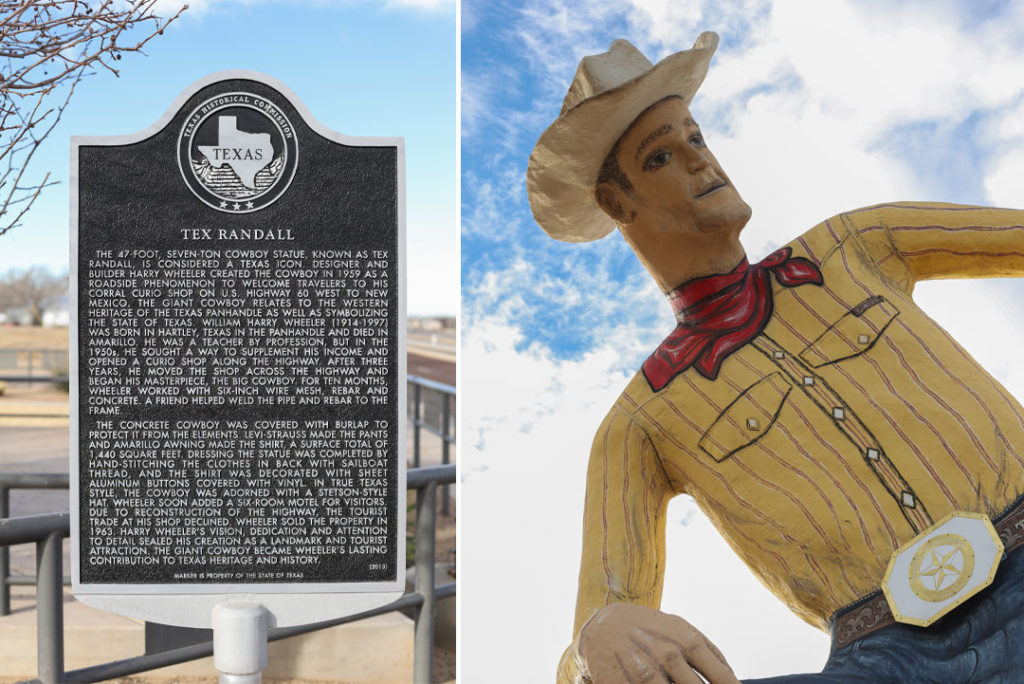 Tex Randall, a historic landmark, in Texas. Levi-Strauss, western culture, cowboy, art Canyon Texas