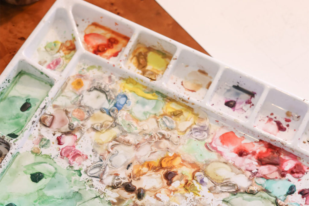 watercolor tray, artist palette 