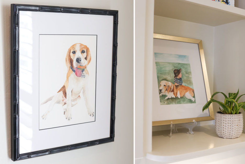 Custom pet portraits by local Amarillo watercolor artist and From 6th Collective retailer, Paintings by Beks