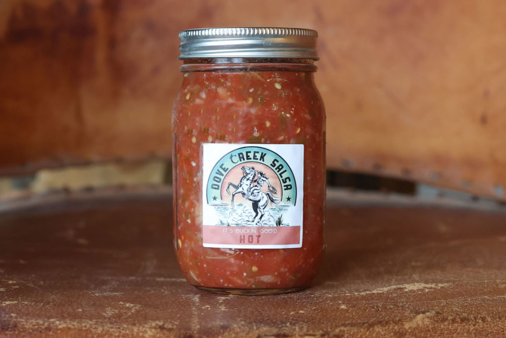From 6th Collective online store image of Dove Creek Ranch buckin good hot salsa in their signature mason jar